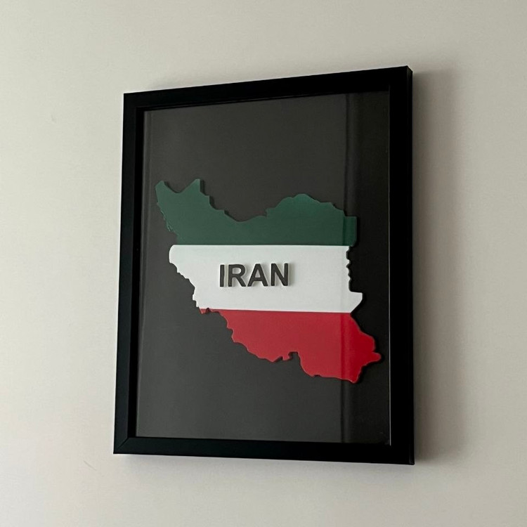تابلو سه بعدی نقشه ایران - ابعاد ۲۷ در ۲۲ سانت - دیوارکوب برجسته طرح کشور